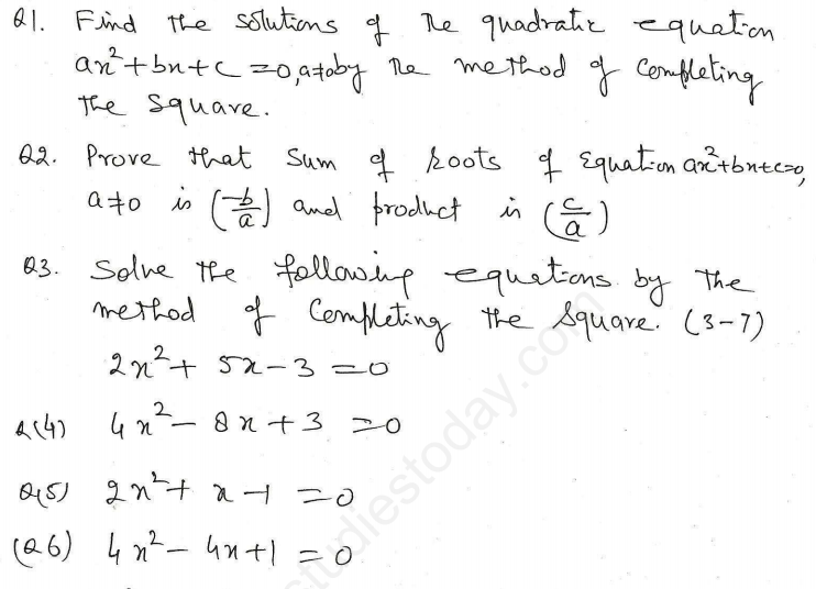 quadratic equation assignment